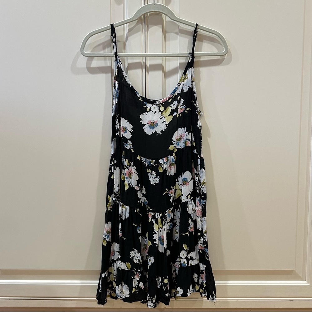 Brandy Melville Black Floral Backless Dress